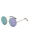 LJCZKA Lunettes de Soleil Rondes Sans Monture Femme Homme, Lunettes de Soleil Ronde Miroir Hippie Lunettes de Fête Halloween