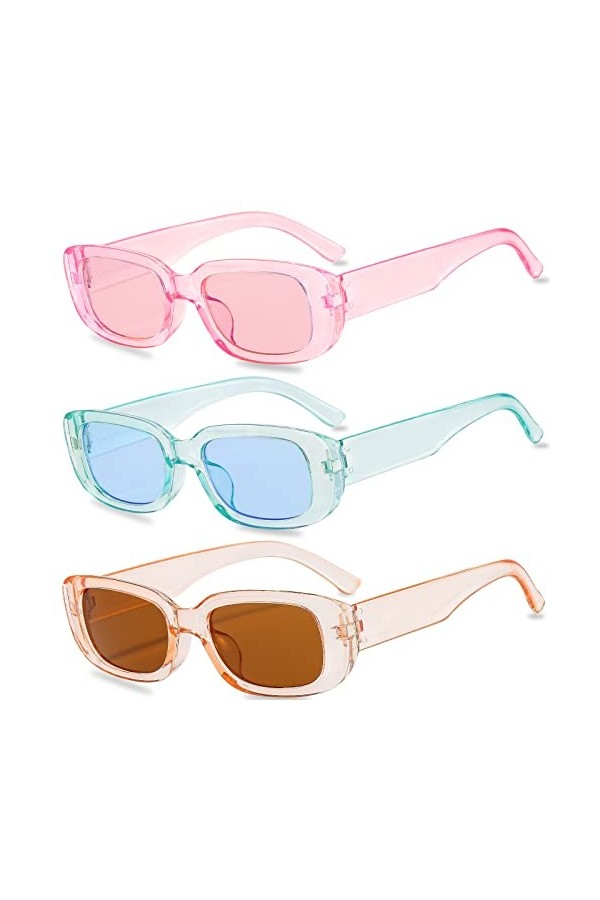 3 Pièces Lunettes De Soleil Rondes, Hippies Lunettes en Forme de Rondes Lunette de Soleil Vintage Degradé Rose pour Femmes Ho