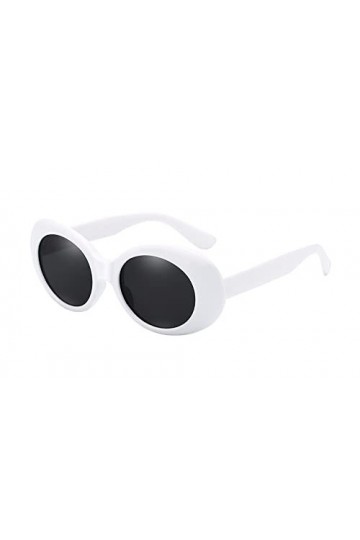 BOZEVON Rétro Lunettes de soleil ovale - UV400 Goggles Femmes & Hommes Blanc-Noir C1