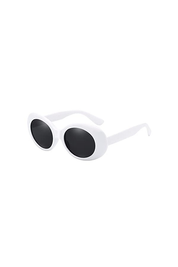 BOZEVON Rétro Lunettes de soleil ovale - UV400 Goggles Femmes & Hommes Blanc-Noir C1