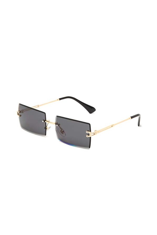 Long Keeper Lunettes de Soleil Rectangulaires sans Monture UV400 Lunettes Carrées sans Cadre Anti-éblouissement pour Les Femm