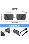 TSLRSA Lot de 3 paires de lunettes de soleil, en forme de rectangle, sans bord/cadre, style rétro, lentille transparent, unis