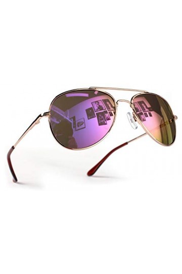 Miobo Lunettes de soleil miroir pour homme, femme et enfant, filtre UV400, CAT 3, unisexe, Or violet., Damen und Herren