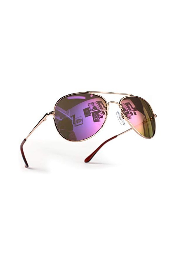 Miobo Lunettes de soleil miroir pour homme, femme et enfant, filtre UV400, CAT 3, unisexe, Or violet., Damen und Herren