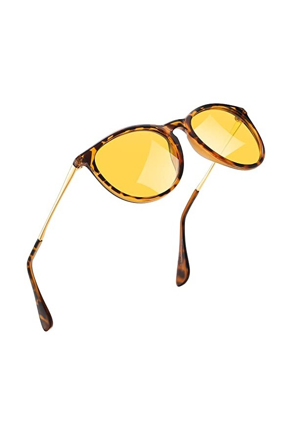 kunchu Lunettes de soleil polarisées unisexes pour femme, monture en métal pour homme et femme, Vision nocturne.