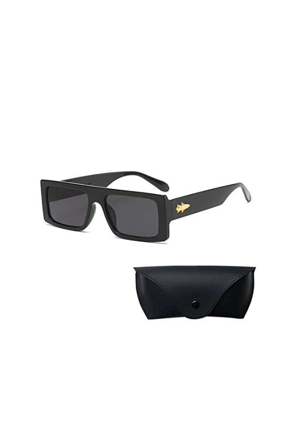 WJIAEER Lot de 1 Lunettes de Soleil rectangulaires - Montures carrées Vintage à la Mode - Lunettes de Conduite Vintage - Lune