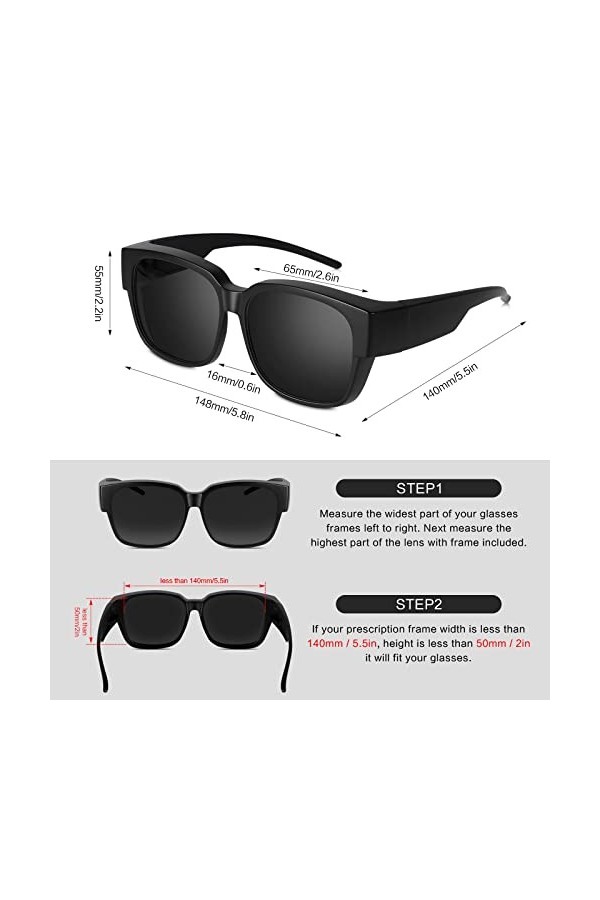 Hifot Lunettes Solaires pour Porteurs de Lunettes Femmes Homme,UV400 Lunettes de Soleil Polarisées à Superposer pour Conduite