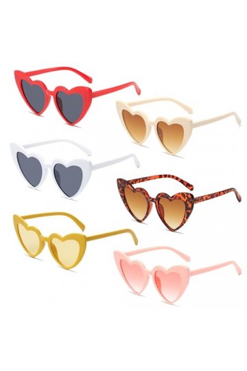 Lunette Coeur Vintage, 6 Pièces Lunettes de Soleil Coeur Multicolore, Lunettes de Soleil Vintage Love Heart des Années 70, UV