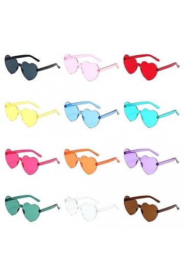 Wohlstand 12 pièces lunettes de fête en forme de cœur, lunettes de soleil en forme de cœur,lunettes de fête aux couleurs magi