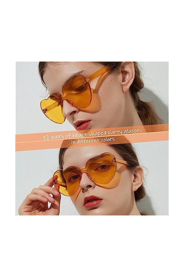 Wohlstand 12 pièces lunettes de fête en forme de cœur, lunettes de soleil en forme de cœur,lunettes de fête aux couleurs magi