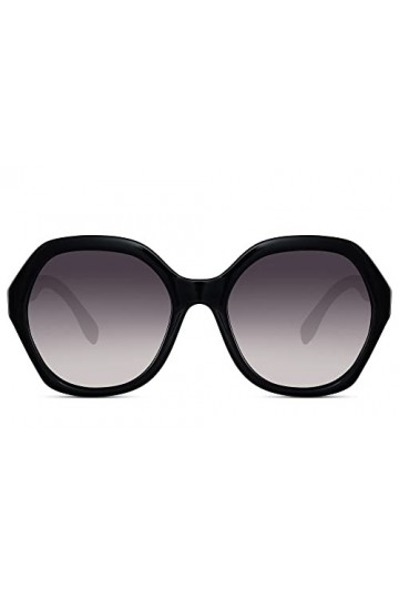 Cheapass Lunettes de Soleil Oversize Hexagonales Grosse Monture Demi Marron avec Verres Marron Recyclés à 100% Protection UV4