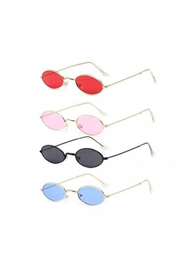 4 Paires Lunettes de Soleil Rondes Hippie Lunettes, Soleil Rondes Multicolores de Style John des Années 60, Rétro Style Hippi