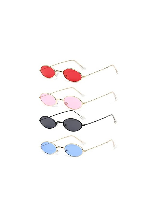 4 Paires Lunettes de Soleil Rondes Hippie Lunettes, Soleil Rondes Multicolores de Style John des Années 60, Rétro Style Hippi