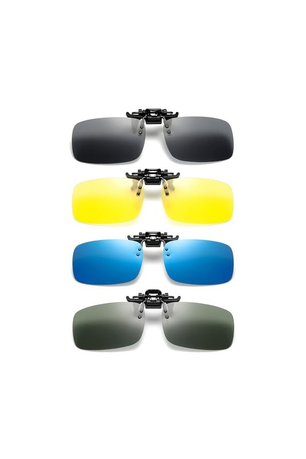 JOYOLA Clip Lunettes Polarisant, 4 Pièce Clip Lunettes de Soleil Polarisées, Super Léger Lunettes de Soleil Clip Clips Lunett