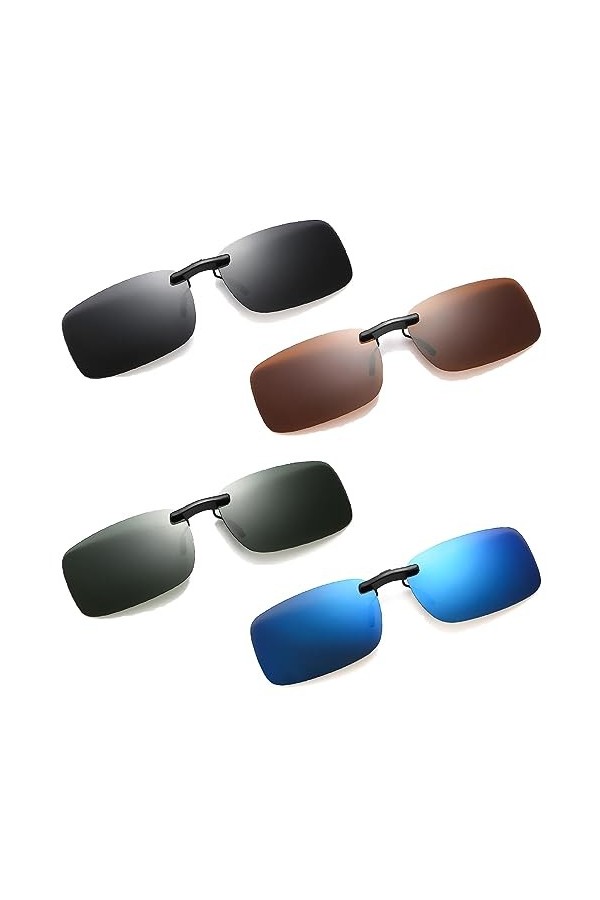 Wohlstand 4 Pièces Clip Solaire pour Lunettes De Vue, Clip Lunettes de Soleil, Clip Lunettes Polarisant, Lunettes de Soleil p