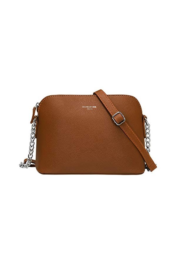 David Jones - Petit Sac Bandoulière Femme - Sac à Main Chaîne Argentée Porté Epaule - Besace Sacoche Messenger Téléphone Cuir