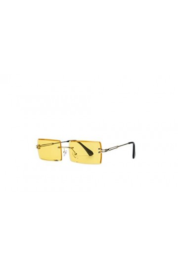 Tigratigro Lunettes de Soleil pour Femme, Mode Anti-Reflets Rectangulaires Sans Monture Lunettes de Soleil Carrées Jaune 