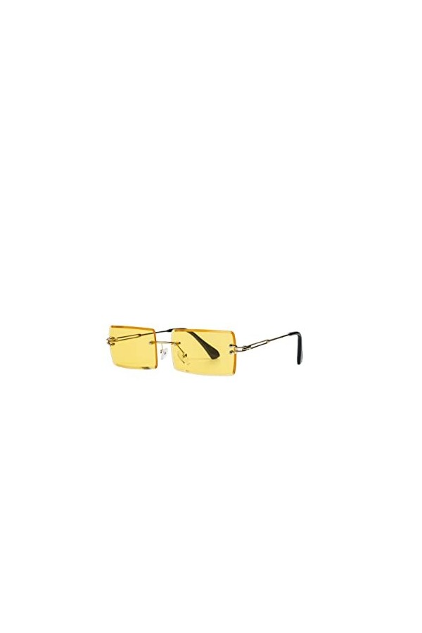 Tigratigro Lunettes de Soleil pour Femme, Mode Anti-Reflets Rectangulaires Sans Monture Lunettes de Soleil Carrées Jaune 