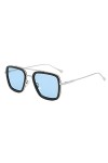 Long Keeper Retro Lunette de soleil Homme Femme - Lunettes Soleil Classique Iron Man Style Monture Carré en Métal