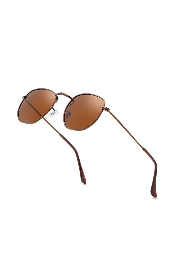 LHSDMOAT Lunettes de soleil polarisées unisexe, lunettes de soleil vintage Polygone homme femme, lunettes de soleil rétro hip