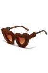 YAMEIZE Furry Party Heart Mode - Lunettes de Soleil pour Femmes et Hommes Trendy Heart Fur Velvet UV400 Lunettes de Sécurité 