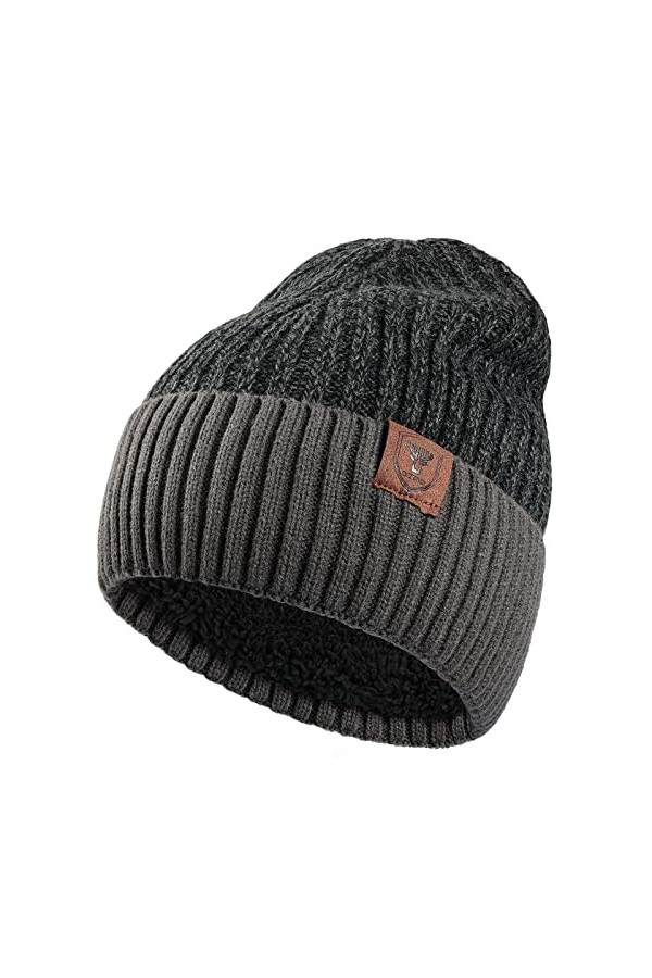 OZERO Bonnet dhiver chaud en tricot avec gants et écharpe en boucle avec doublure polaire pour homme et femme