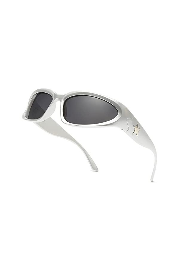 Long Keeper Lunettes de Soleil Polarisées Sport pour Homme Femme Lunettes de Soleil Enveloppante Étoile Y2K Lunettes Festival