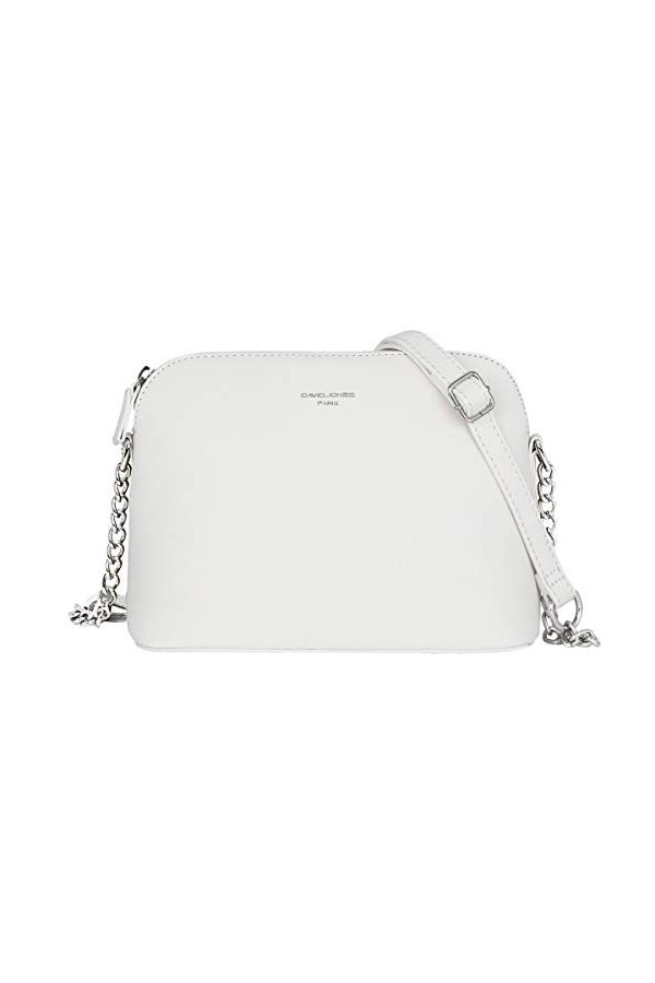 David Jones - Petit Sac Bandoulière Femme - Sac à Main Chaîne Argentée Porté Epaule - Besace Sacoche Messenger Téléphone Cuir
