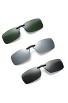 Manqyi 3 Piece Super Léger Flip-up Lunettes de Soleil Clip, Clip on Sunglasses, Polarized Clip-on Sunglasses, Lunettes de Sol
