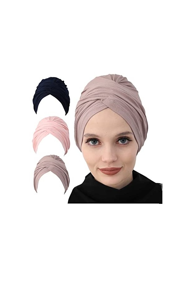 Turban instantané en coton léger pour femme - multicolore - Taille unique