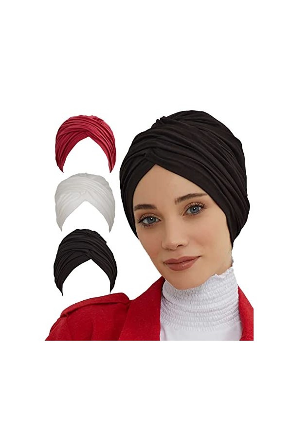 Turban instantané en coton léger pour femme - multicolore - Taille unique
