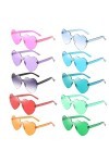 JSKWIKE 10 Pcs de Lunettes Soleil Sans Monture en Forme Coeur Lunettes Soleil Coeur Sans Cadre Verres Clairs Couleur Bonbon L