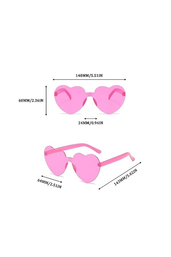 JSKWIKE 10 Pcs de Lunettes Soleil Sans Monture en Forme Coeur Lunettes Soleil Coeur Sans Cadre Verres Clairs Couleur Bonbon L