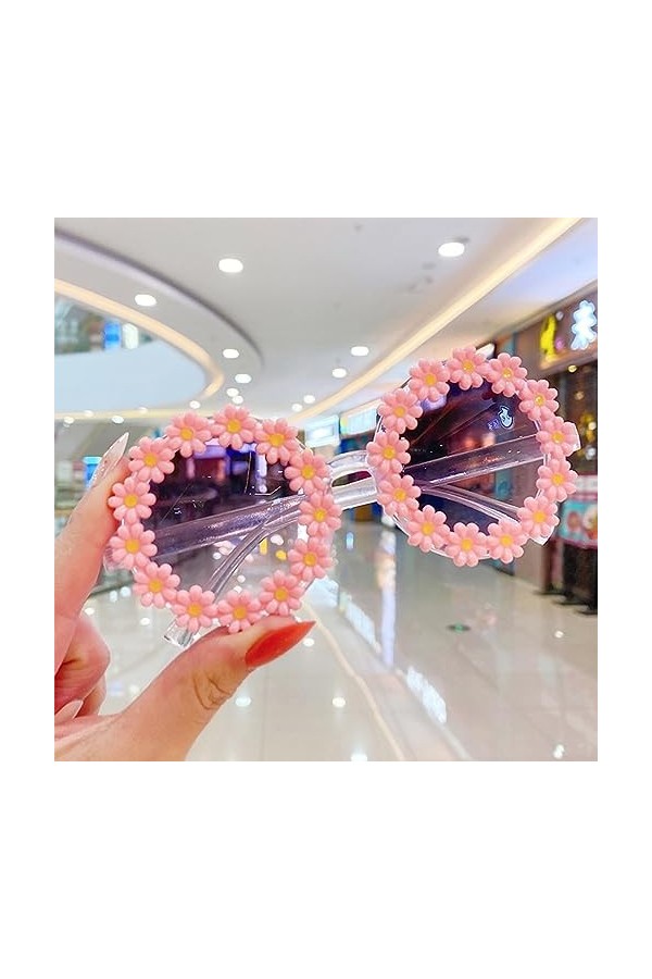 OSUWLSI Lunettes soleil marguerite mignonnes lunettes soleil florales rondes UV400 lunettes soleil unisexes lunettes fête ron