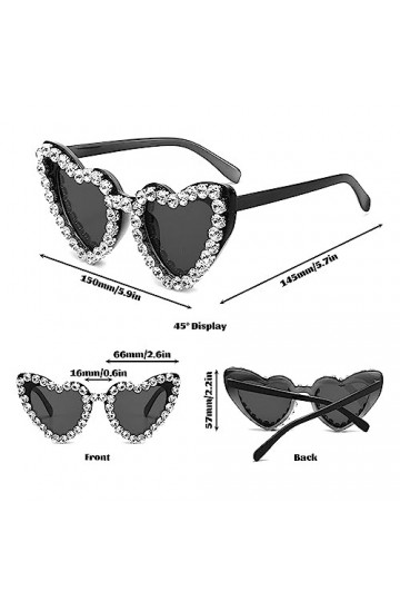 Carreuty Lunettes de soleil vintage en forme de cœur, style années 70, protection UV400, lunettes de soleil en forme de cœur,