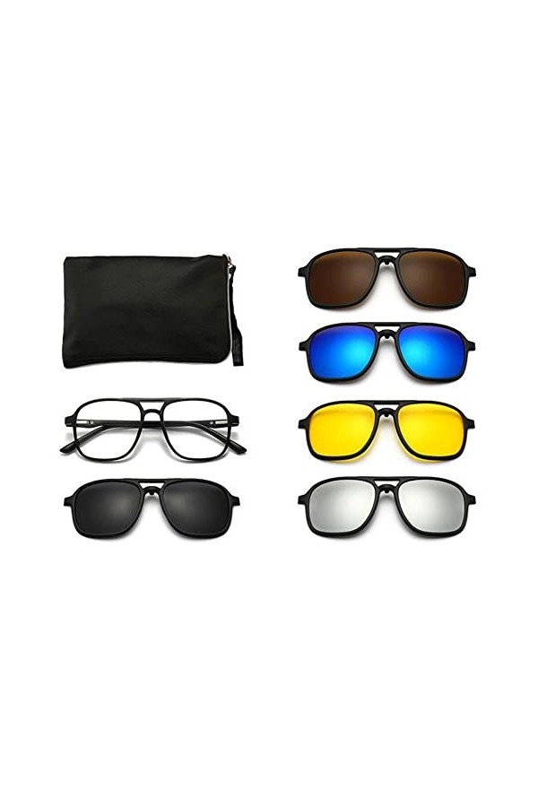 Lunettes de soleil polarisées magnétiques 6 en 1 pour homme et femme avec clip polarisé O0U8 sur aimant Lunettes de vision ré