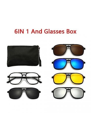 Lunettes de soleil polarisées magnétiques 6 en 1 pour homme et femme avec clip polarisé O0U8 sur aimant Lunettes de vision ré