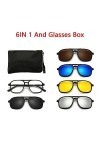 Lunettes de soleil polarisées magnétiques 6 en 1 pour homme et femme avec clip polarisé O0U8 sur aimant Lunettes de vision ré