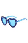 YAMEIZE Lunettes de Soleil Tendance Avec Cœur en Strass pour - Femmes Hommes Amour en Forme de Love Heart Cristal Diamant UV4