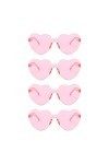 Amosfun 4Pcs Coeur Lunettes De Soleil Sans Monture Transparent En Forme De Coeur Lunettes Pour Femmes Filles Cotillons Rose 