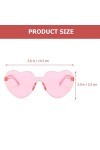 Amosfun 4Pcs Coeur Lunettes De Soleil Sans Monture Transparent En Forme De Coeur Lunettes Pour Femmes Filles Cotillons Rose 