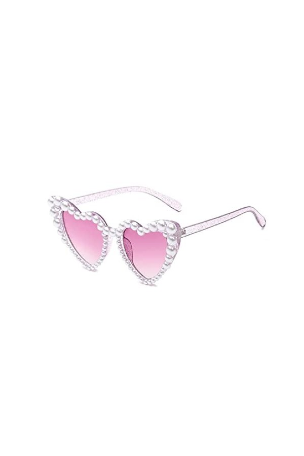 WuLi77 Lunettes de soleil en perles œil de chat, lunettes de soleil Bling lunettes de soleil en forme de cœur de perles pour 