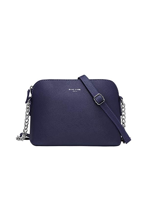 David Jones - Petit Sac Bandoulière Femme - Sac à Main Chaîne Argentée Porté Epaule - Besace Sacoche Messenger Téléphone Cuir