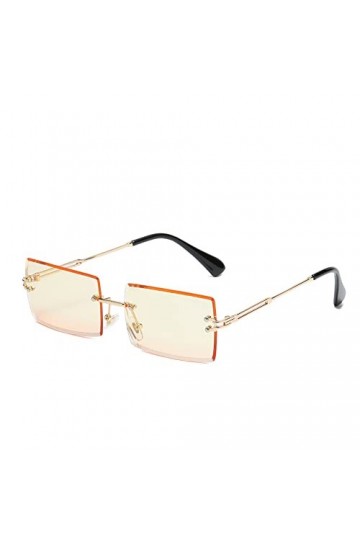 2023 Mode Vintage Femme sans Monture Rectangle Lunettes De Soleil Rose Dégradé Lunettes De Soleil Femme Coupe Lentille Carré 