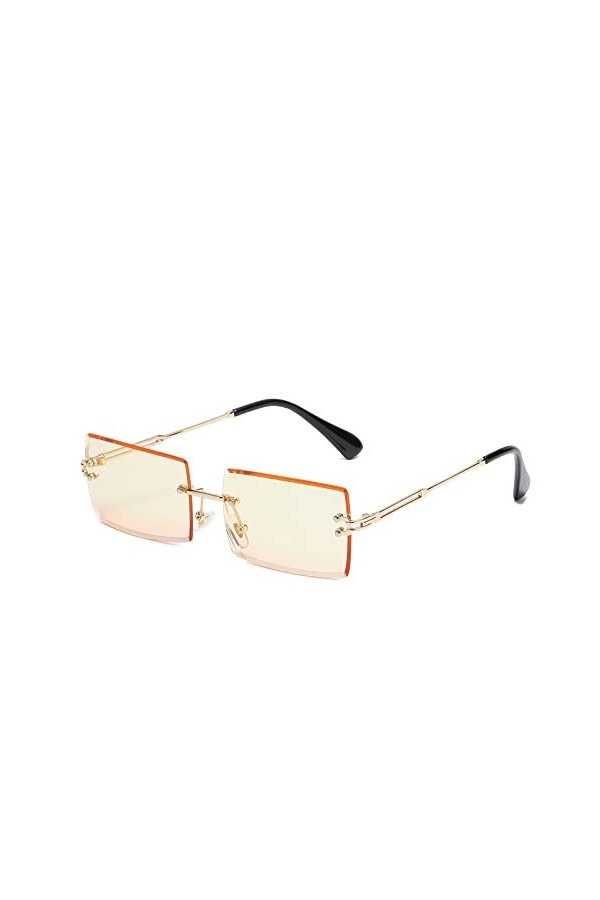 2023 Mode Vintage Femme sans Monture Rectangle Lunettes De Soleil Rose Dégradé Lunettes De Soleil Femme Coupe Lentille Carré 