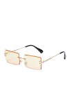 2023 Mode Vintage Femme sans Monture Rectangle Lunettes De Soleil Rose Dégradé Lunettes De Soleil Femme Coupe Lentille Carré 