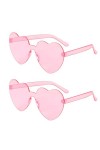 Lot de 2 lunettes de soleil vintage en forme de cœur sans monture pour filles et femmes, pour plage, fête, cosplay rouge 
