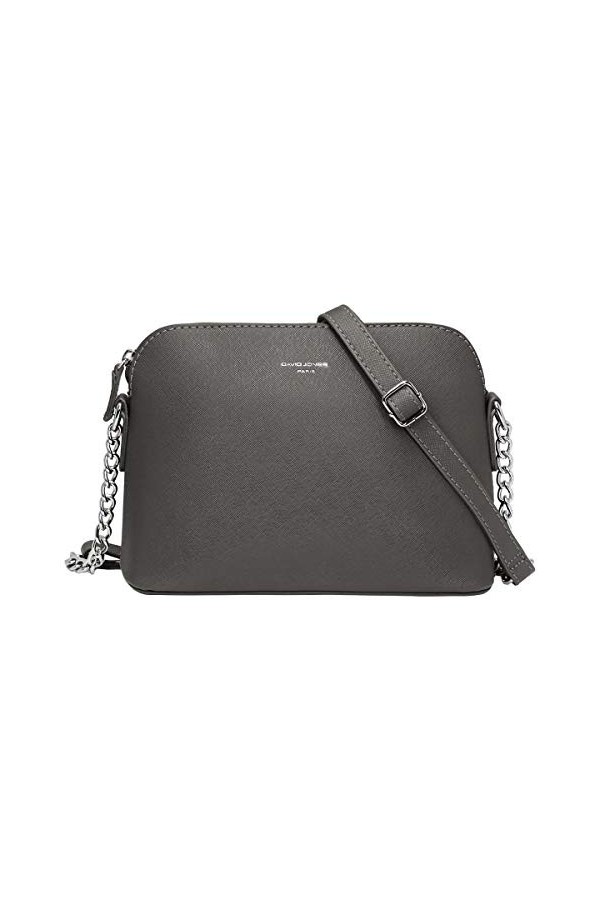 David Jones - Petit Sac Bandoulière Femme - Sac à Main Chaîne Argentée Porté Epaule - Besace Sacoche Messenger Téléphone Cuir