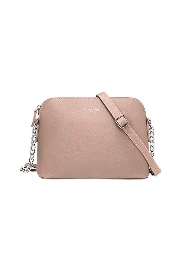 David Jones - Petit Sac Bandoulière Femme - Sac à Main Chaîne Argentée Porté Epaule - Besace Sacoche Messenger Téléphone Cuir