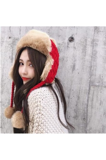 Chapeaux dhiver pour femme avec cache-oreilles,Bonnet bomber tricoté en fausse fourrure,Chapeau de trappeur en tricot,Chapea